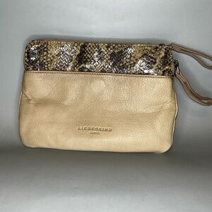 Pre loved Liebeskind Beige and Snake Print crossbody clutch